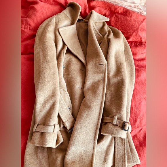 Theory Angora blend camel trench style coat SZ M - Picture 7 of 15
